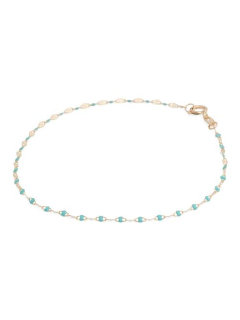 Golden Clef Made In Italy 14kt Gold Turquoise Enamel Chain Bracelet